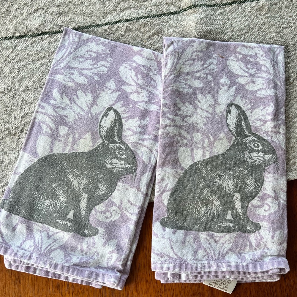 Lavender Bunny Print Kitchen Towels